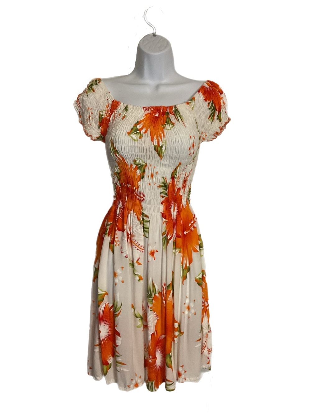 Tropical Sundress OS Smocked Mini Exotic Floral Colors Stretchy Cottagecore